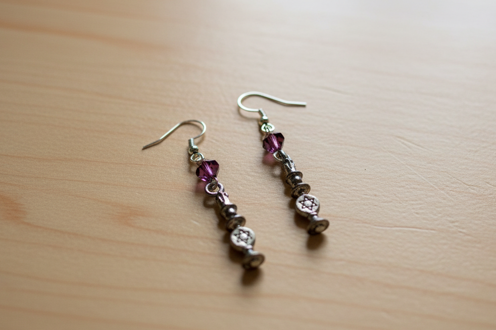 Purple silver earrings *Product of Israel