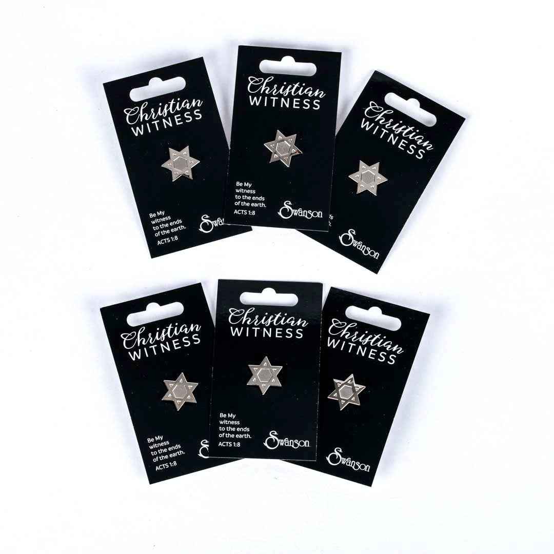 Lapel Pin Star Of David Silver Pk6