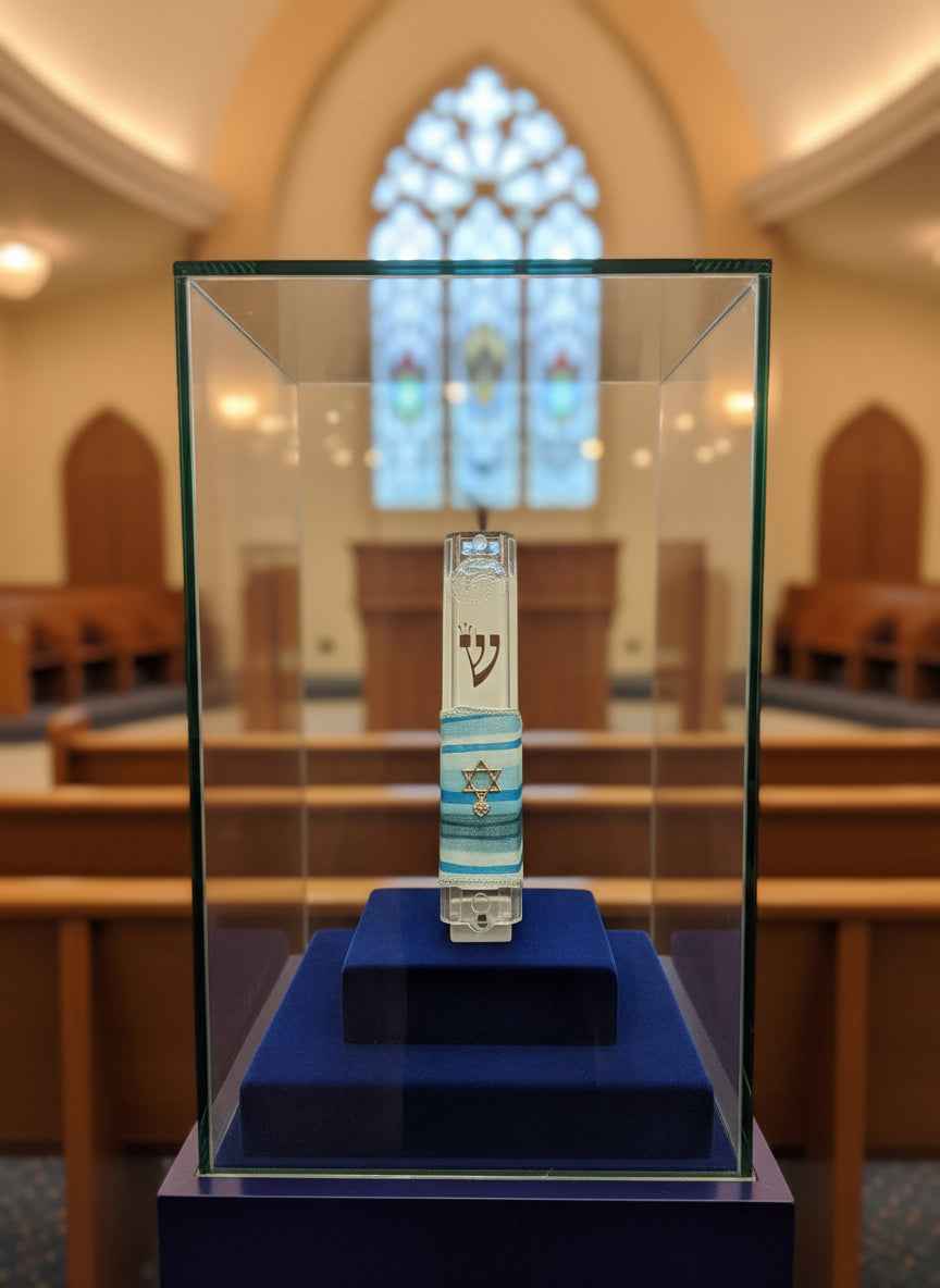 Small Clear Mezuzah with Design