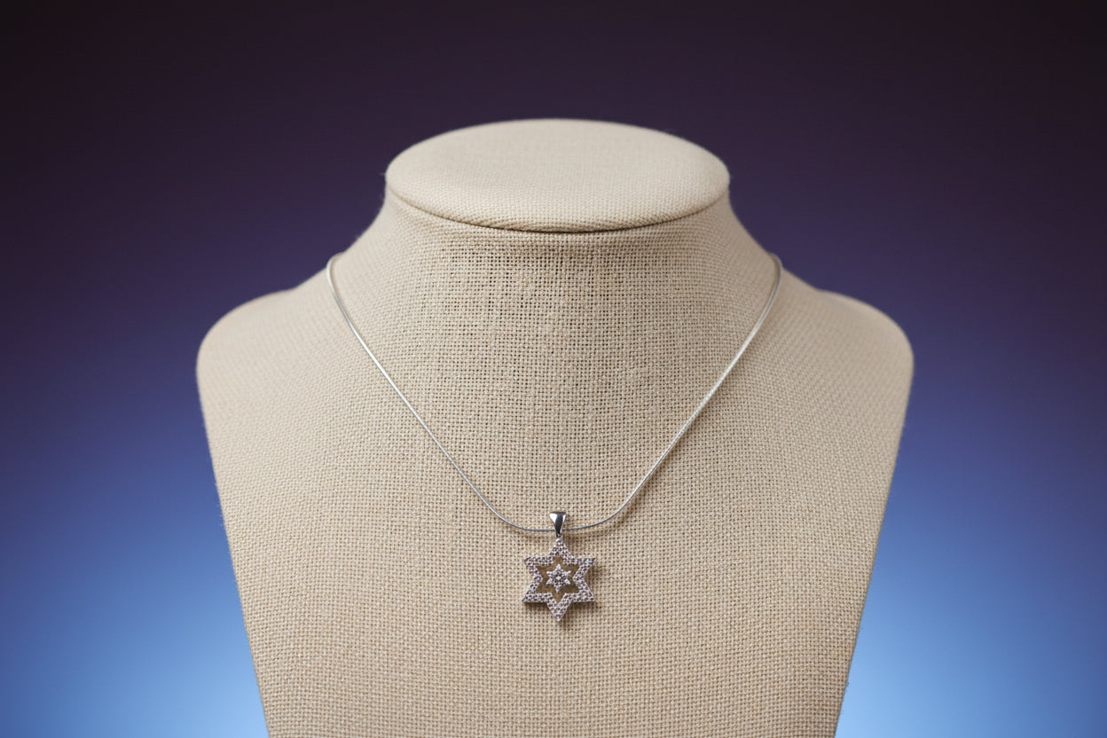 Small Diamond Studded Star of David Necklace