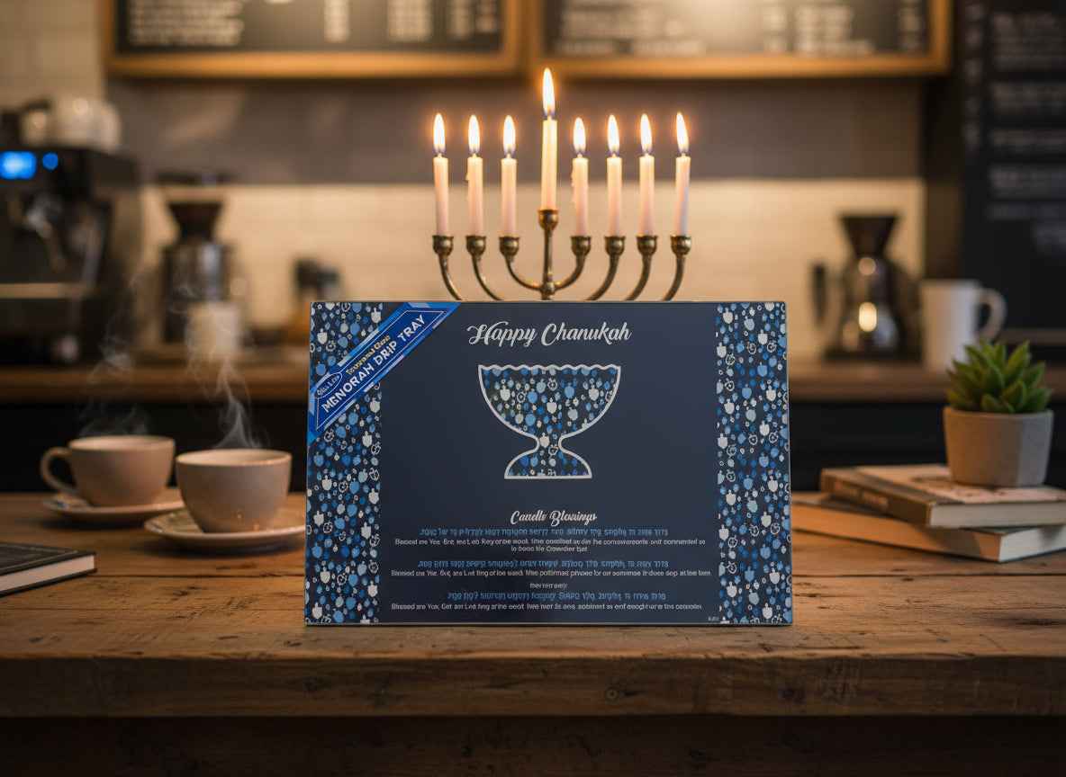 Glass Hannukah Menorah Drip Tray