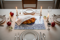 Glass Challah Board, Blue Damask Pattern