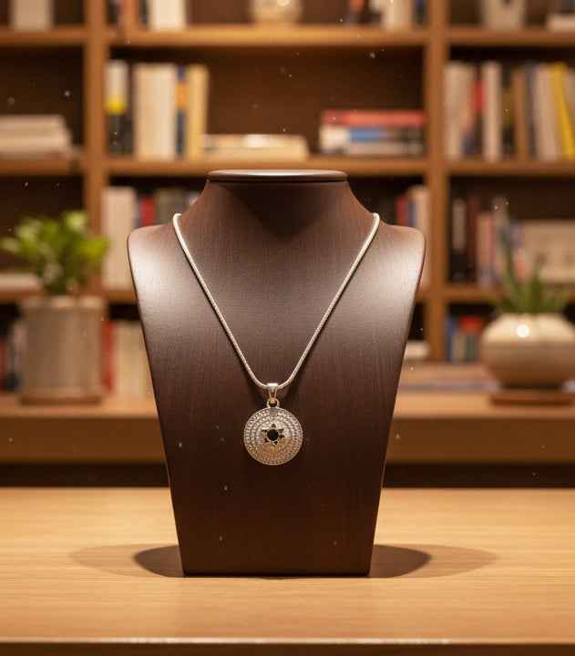 Small Star of David in circle Necklace